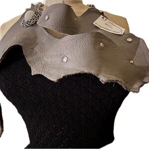 Taupe/Gray Leather Necklace